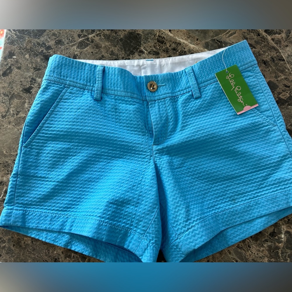 Lilly Pulitzer Callahan Textured Shorts in Seaspray Blue, Size 4, NWT